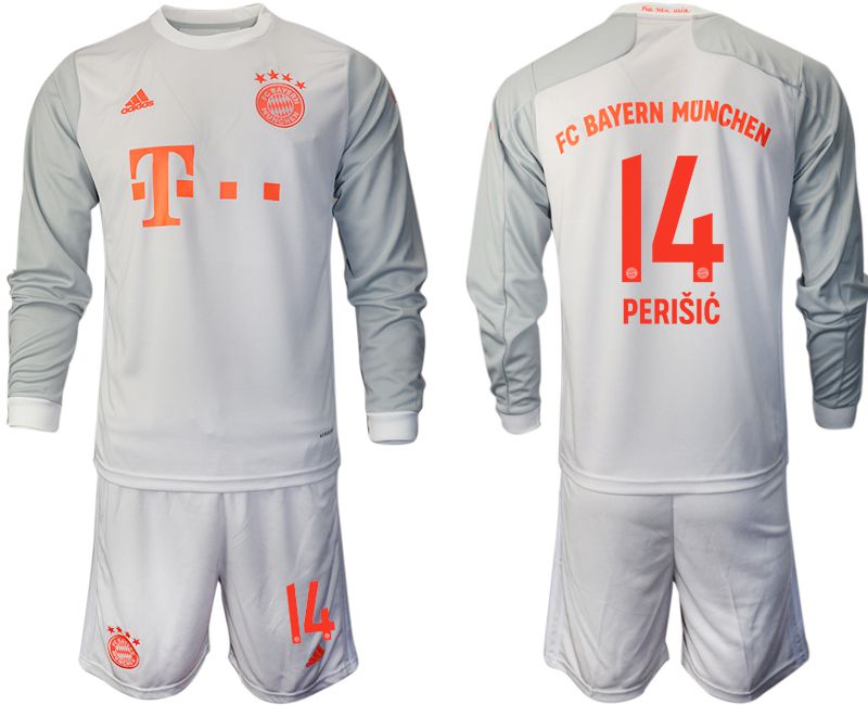 Men 2020-2021 club Bayern Munich away long sleeves #14 white Soccer Jerseys